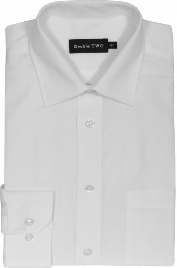 Double TWO Non-Iron Poplin Long Sleeve White - Cămăși - Cămăși Bărbați Mărimi Mari