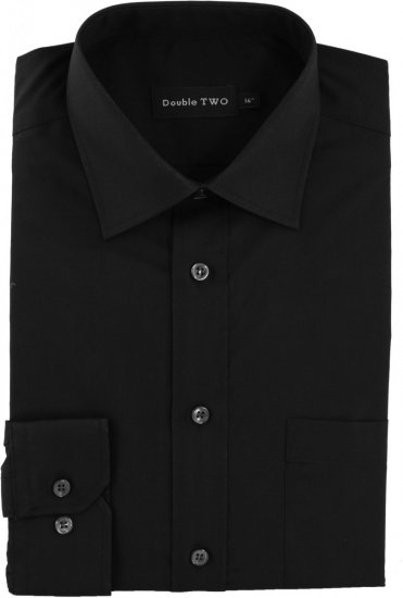 Double TWO Non-Iron Poplin Long Sleeve Black - Cămăși - Cămăși Bărbați Mărimi Mari