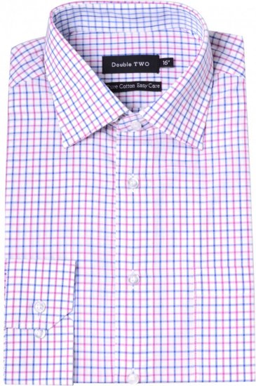 Double TWO Formal Shirt 3576 Pink L/S - Cămăși - Cămăși Bărbați Mărimi Mari