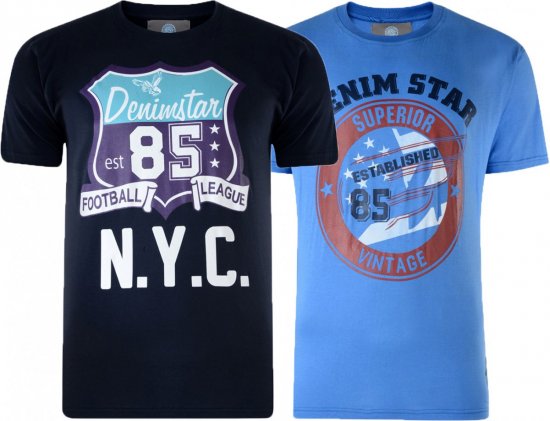 Kam Jeans Star 2-pack T-shirt Navy/Denim - Tricouri - Tricouri Bărbați Mărimi Mari
