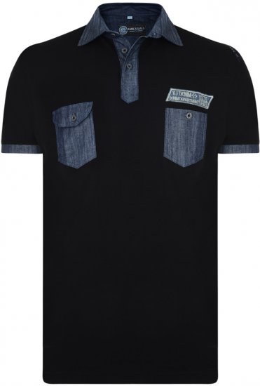 Kam Jeans Pique Polo Black - Tricouri polo - Tricouri Polo Bărbați Mărimi Mari