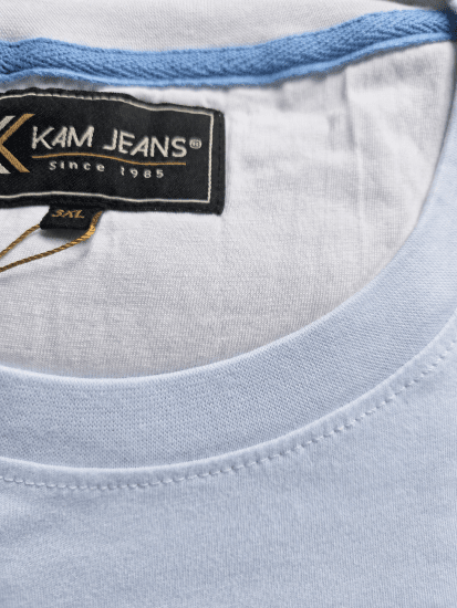 Kam Jeans 5780 Cut And Sew Panel T-Shirt Navy - Tricouri - Tricouri Bărbați Mărimi Mari
