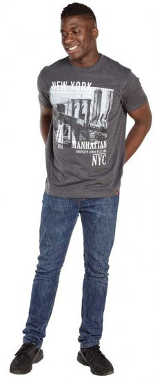 D555 Wesley New York Crew Neck T-Shirt Charcoal - Tricouri - Tricouri Bărbați Mărimi Mari
