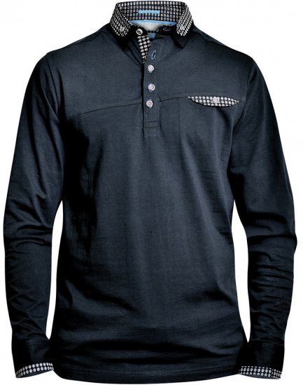 D555 REMUS Long Sleeve Polo Shirt Black - Tricouri polo - Tricouri Polo Bărbați Mărimi Mari