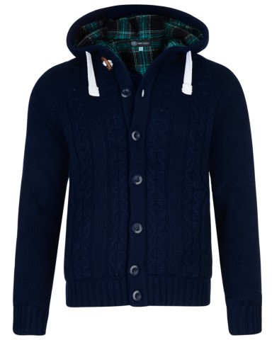 Kam Jeans Padded Knitted Cardigan Navy - Pulovere & hanorace - Pulovere & Hanorace Bărbați Mărimi Mari