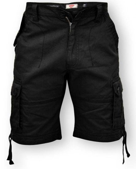 D555 Jarrod Cargo Short Black - Pantaloni scurți - Pantaloni Scurți Mărimi mari Bărbați 