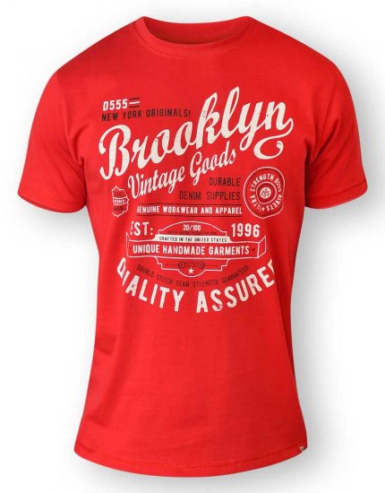 D555 NEAL Brooklyn Crew Neck T-Shirt Red - Tricouri - Tricouri Bărbați Mărimi Mari