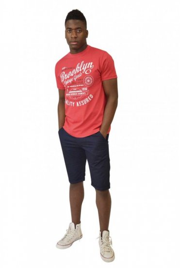 D555 NEAL Brooklyn Crew Neck T-Shirt Red - Tricouri - Tricouri Bărbați Mărimi Mari