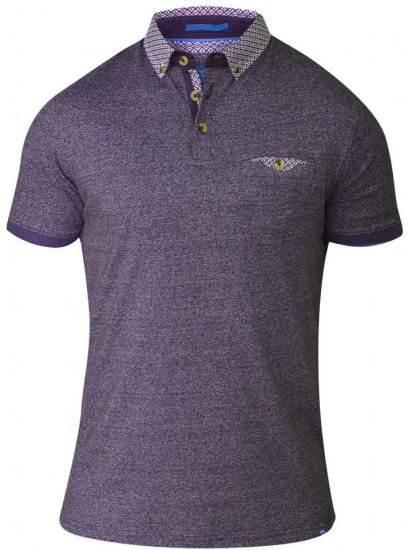 D555 DIEGO Short Sleeve Twist Polo Purple - Tricouri polo - Tricouri Polo Bărbați Mărimi Mari