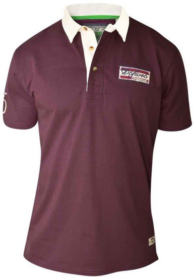 D555 NASH Short Sleeve Rugby Shirt Burgundy - Tricouri polo - Tricouri Polo Bărbați Mărimi Mari