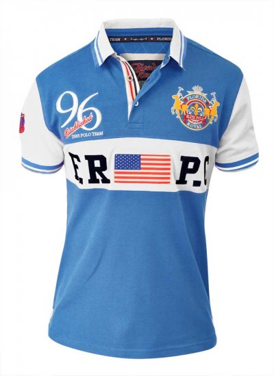 D555 ARYAN Florida Royal Racing Polo Blue/White - Tricouri polo - Tricouri Polo Bărbați Mărimi Mari
