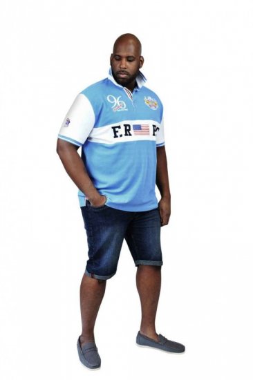D555 ARYAN Florida Royal Racing Polo Blue/White - Tricouri polo - Tricouri Polo Bărbați Mărimi Mari