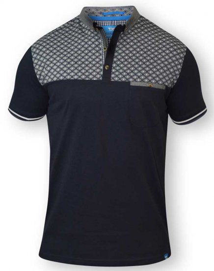 D555 MAURICE Top Paneled Short Sleeve Polo Navy - Tricouri polo - Tricouri Polo Bărbați Mărimi Mari