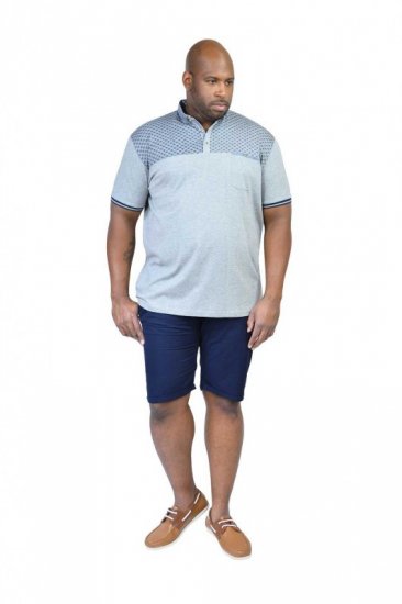 D555 MAURICE Top Paneled Short Sleeve Polo Grey - Tricouri polo - Tricouri Polo Bărbați Mărimi Mari