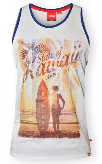 D555 CYRUS-Hawaii Fit Vest White - Tricouri - Tricouri Bărbați Mărimi Mari