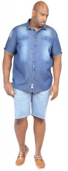 D555 DESTIN Twin Pocket Short Sleeve Vintage Denim Shirt - Cămăși - Cămăși Bărbați Mărimi Mari