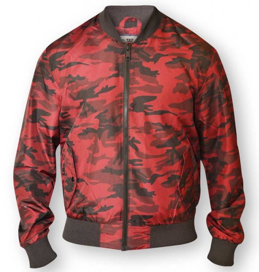 D555 CAMO Lined Camouflage Bomber Jacket Red - Geci - Geci Bărbați Mărimi Mari