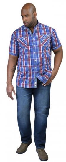 D555 ELIAS Short Sleeve Blue & Red Check Shirt - Cămăși - Cămăși Bărbați Mărimi Mari