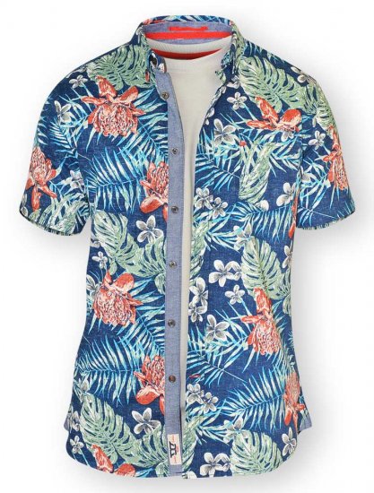 D555 ENRIQUE Short Sleeve Hawaiian Leaf Shirt & T-shirt Combo - Cămăși - Cămăși Bărbați Mărimi Mari