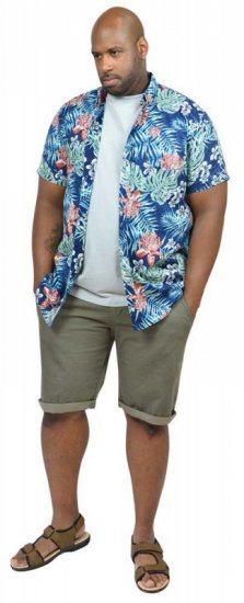 D555 ENRIQUE Short Sleeve Hawaiian Leaf Shirt & T-shirt Combo - Cămăși - Cămăși Bărbați Mărimi Mari