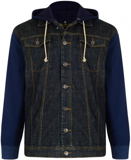 Kam Jeans Jose Denim Jacket With Detachable Hood - Geci - Geci Bărbați Mărimi Mari