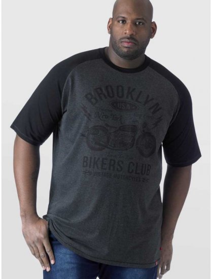 D555 HIRALDO Brooklyn Bikers Club T-Shirt Charcoal/Black - Tricouri - Tricouri Bărbați Mărimi Mari