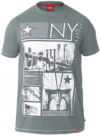 D555 RUEBEN NY City Print T-Shirt Khaki - Tricouri - Tricouri Bărbați Mărimi Mari