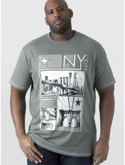 D555 RUEBEN NY City Print T-Shirt Khaki - Tricouri - Tricouri Bărbați Mărimi Mari
