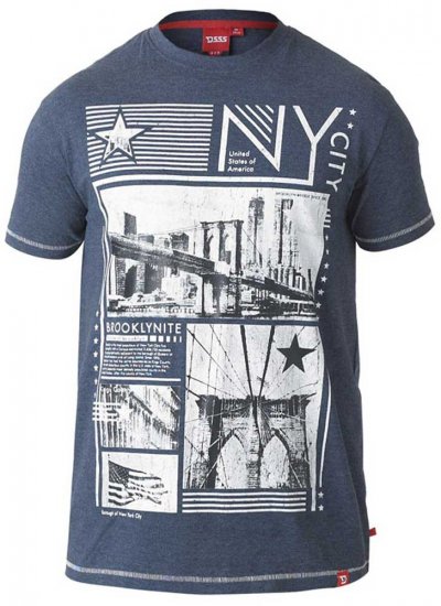D555 RUEBEN NY City Print T-Shirt Denim - Tricouri - Tricouri Bărbați Mărimi Mari
