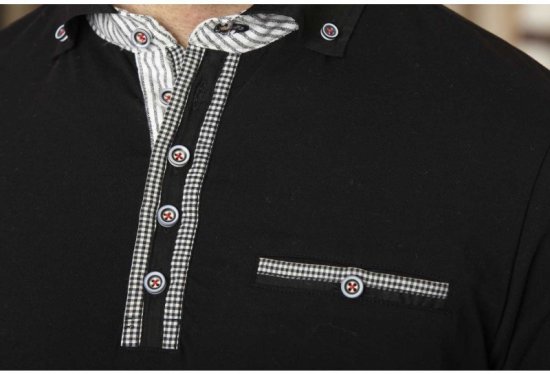D555 SWANN Short Sleeve Stretch Polo Black - Tricouri polo - Tricouri Polo Bărbați Mărimi Mari