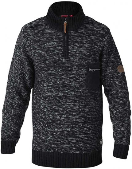 D555 REMINGTON Sweater With Woven Zipper Chest Pocket Black/Charcoal - Pulovere & hanorace - Pulovere & Hanorace Bărbați Mărimi Mari
