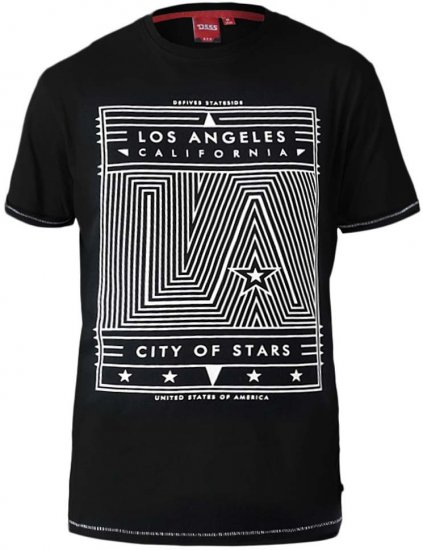 D555 OAKLEY LA Geometric Print Crew Neck T-Shirt Black - Tricouri - Tricouri Bărbați Mărimi Mari