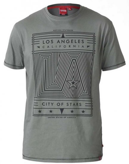 D555 OAKLEY LA Geometric Print Crew Neck T-Shirt Khaki - Tricouri - Tricouri Bărbați Mărimi Mari