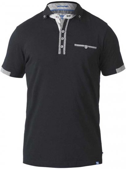 D555 SWANN Short Sleeve Stretch Polo Black - Tricouri polo - Tricouri Polo Bărbați Mărimi Mari