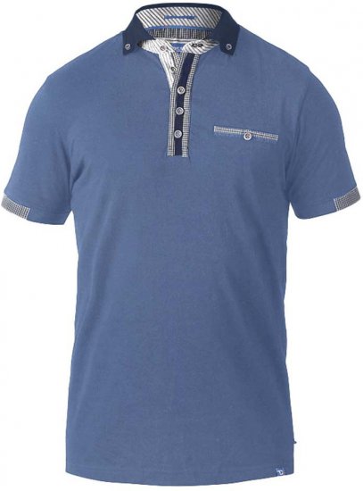 D555 SWANN Short Sleeve Stretch Polo Denim Melange - Tricouri polo - Tricouri Polo Bărbați Mărimi Mari