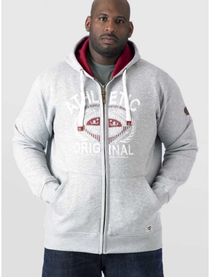 D555 Gabriel Athletic Zip Hoodie Grey - Pulovere & hanorace - Pulovere & Hanorace Bărbați Mărimi Mari