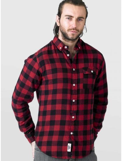 D555 Lawton LS Flannel Shirt Red - Cămăși - Cămăși Bărbați Mărimi Mari