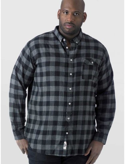 D555 Lawton LS Flannel Shirt Grey - Cămăși - Cămăși Bărbați Mărimi Mari