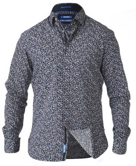 D555 Radcliff LS Printed Shirt Navy - Cămăși - Cămăși Bărbați Mărimi Mari