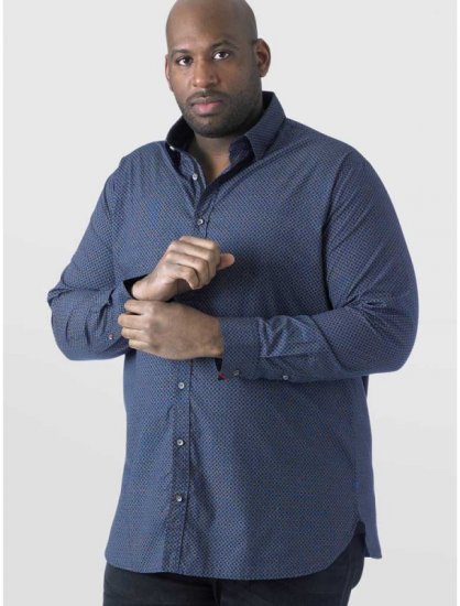 D555 Scott LS Printed Shirt Blue - Cămăși - Cămăși Bărbați Mărimi Mari