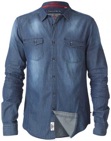 D555 Tobias LS Vintage Denim Shirt - Cămăși - Cămăși Bărbați Mărimi Mari