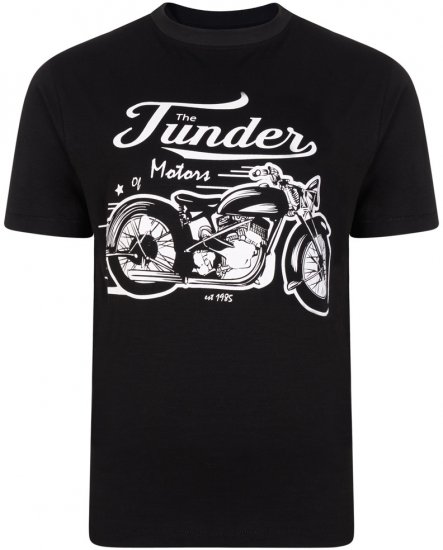 Kam Jeans 5104 Thunder Motors T-shirt Black - Tricouri - Tricouri Bărbați Mărimi Mari