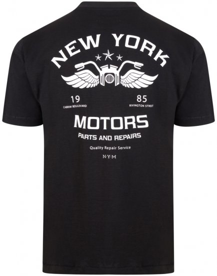Kam Jeans 5106 NY Motors T-shirt Black - Tricouri - Tricouri Bărbați Mărimi Mari