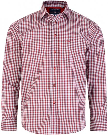 Kam Jeans 6140 Long Sleeve Shirt Red - Cămăși - Cămăși Bărbați Mărimi Mari