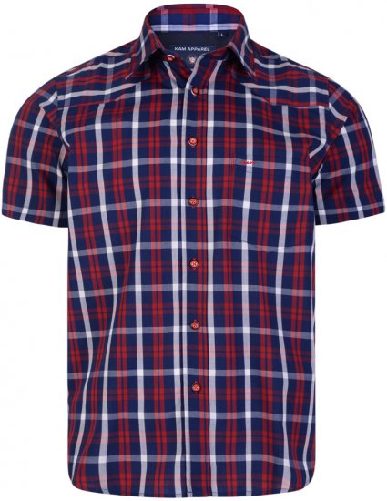 Kam Jeans 6143 Short Sleeve Shirt Red - Cămăși - Cămăși Bărbați Mărimi Mari