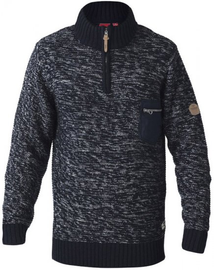 D555 REMINGTON Sweater With Woven Zipper Chest Pocket Navy/Grey - Pulovere & hanorace - Pulovere & Hanorace Bărbați Mărimi Mari