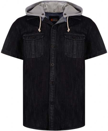 Kam Jeans Luiz Short Sleeve Denim Shirt Black - Cămăși - Cămăși Bărbați Mărimi Mari