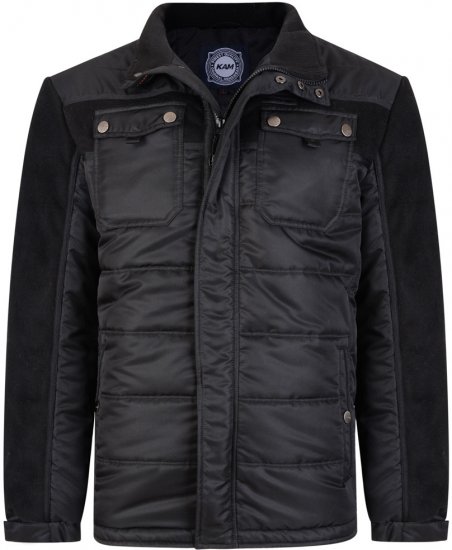 Kam Jeans 66 Padded Qulited Jacket Black - Geci - Geci Bărbați Mărimi Mari