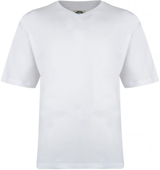 Kam Jeans V-neck T-shirt White - Tricouri - Tricouri Bărbați Mărimi Mari