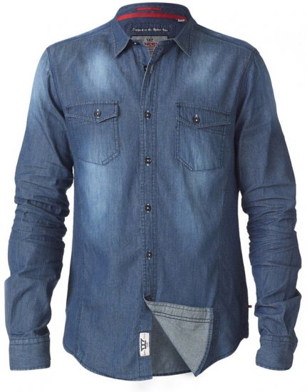 D555 Tobias LS Vintage Denim Shirt - Cămăși - Cămăși Bărbați Mărimi Mari